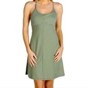 Patagonia Spright Striped Halter Green A-Line Knit Dress, Size S